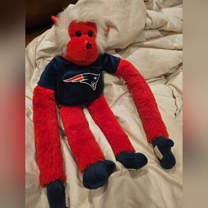 New England Patriots Red and Blue Plush Monkey with Logo Shirt